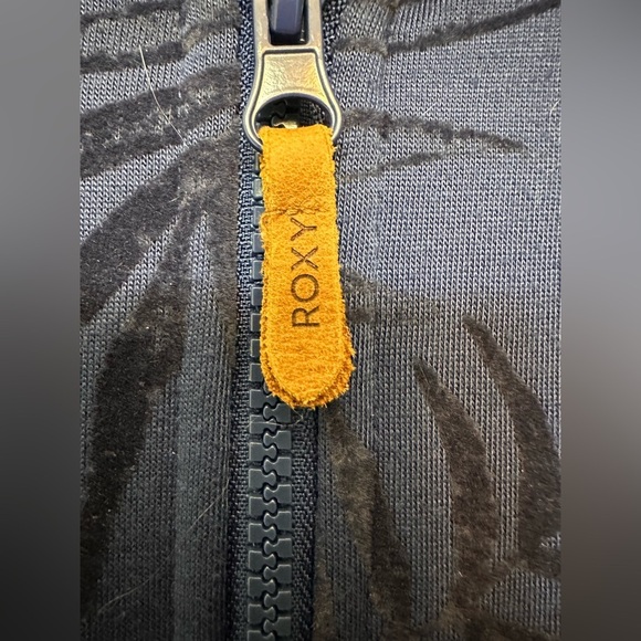 Roxy blue Frost printed floral full zip hooded Sherpa lined sweatshirt - Picture 4 of 7